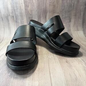 Cole Hann 2.ZeroGrand Slotted Slide Sandal Black Leather Women's 8.5 B